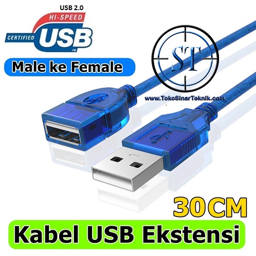 Kabel USB 2.0 @30CM Male to Female / Female to F emale Extension Ekstensi Cable Cord High Speed Data Transfer Untuk Printer Keyboard PC Mouse Kamera Kontroler Game