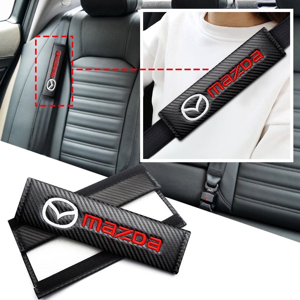 2pcs Cover Sabuk Pengaman Mobil Bahan Carbon Fiber Untuk Mazda 2 3 5 6 Atenza CX5 CX7 CX8