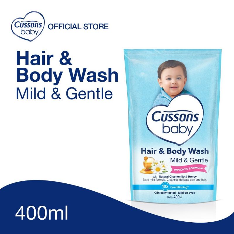 Cussons Baby Hair Body Wash Mild &amp; Gentle - Cussons Sabun Shampo Bayi Kemasan Isi Ulang 400ml