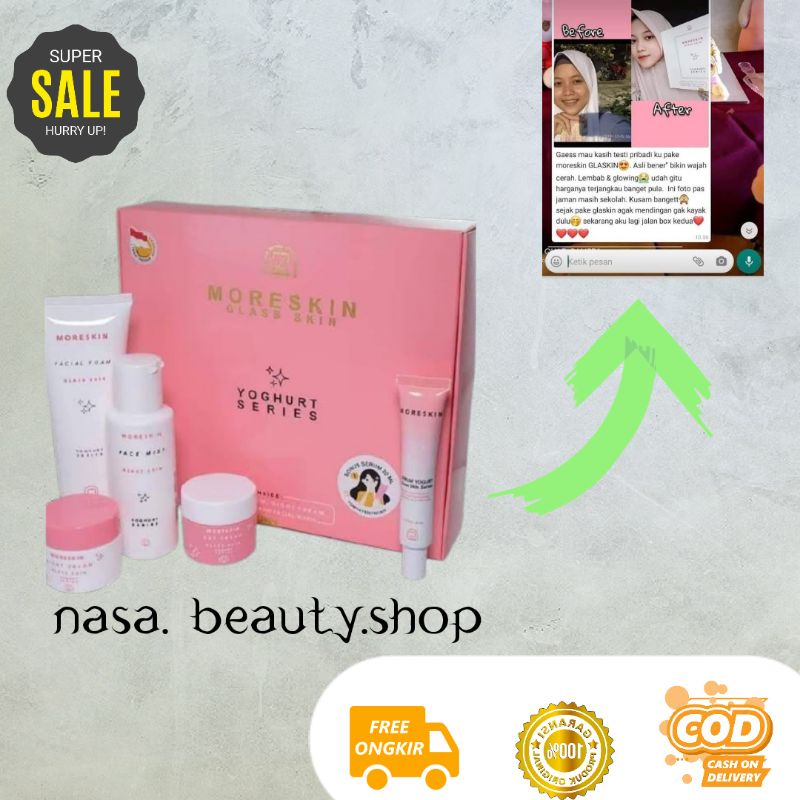 glaskin nasa glaskin kemasan terbaru  paket moreskin glaskin glass skin glasskin series  paket kecan