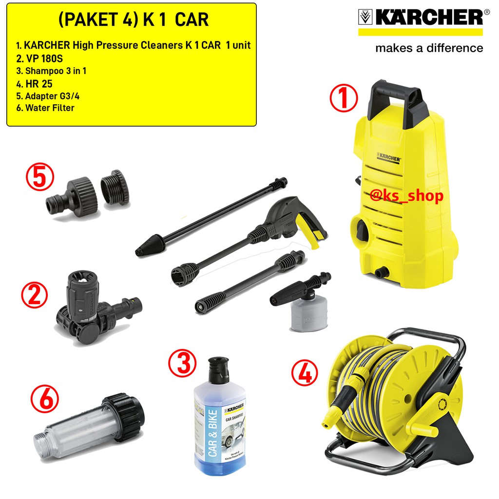 Karcher | Mesin Steam Cuci Mobil & Motor | Paket K 1 Car | Paket 4B