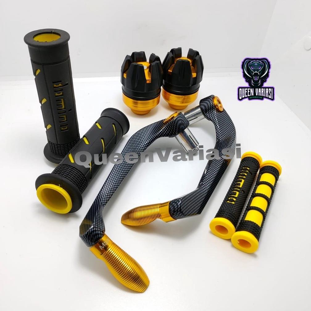 [Paket 4In1] Proguard Carbon Sabit + Jalu As Roda + Handgrip Domino + Karet Handle Rem Domino