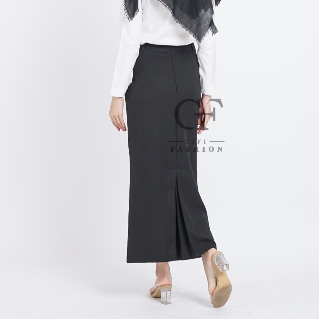 ROK KERJA WANITA / /ROK FORMAL/ ROK REMPEL KERJA / ROK SPAN KERJA / ROK PANJANG POLOS / ROK KANTOR-black