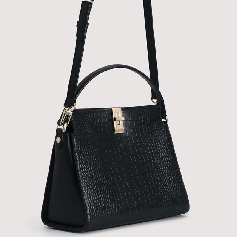 PEDRO EMBOSSED LEATHER TOP HANDLE BAG TAS