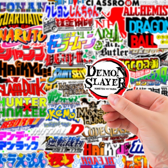

50pcs Stiker Tulisan Logo Anime sticker pokemon digimon slam dunk dll