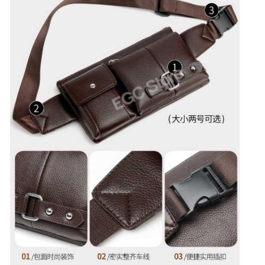 Paling Unik TAS PINGGANG PRIA BAHAN KULIT / MAN LEATHER WAIST BAG - 423