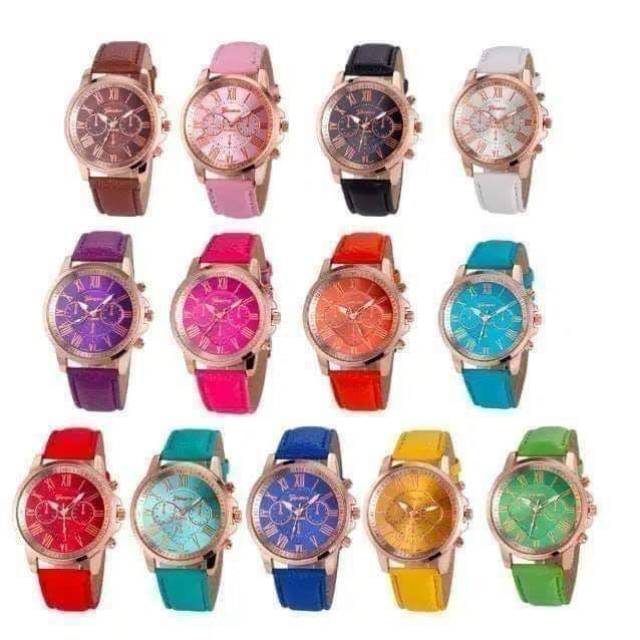 Jam tangan wanita Geneva jam fashion warna warni murah by zellshop