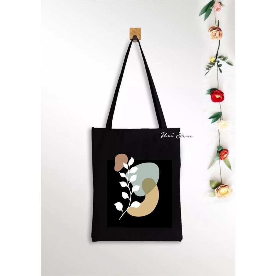 (PAKAI RESLETING) Tote bag aesthetic terbaru bunga 2 varian warna ( Toko Uci)