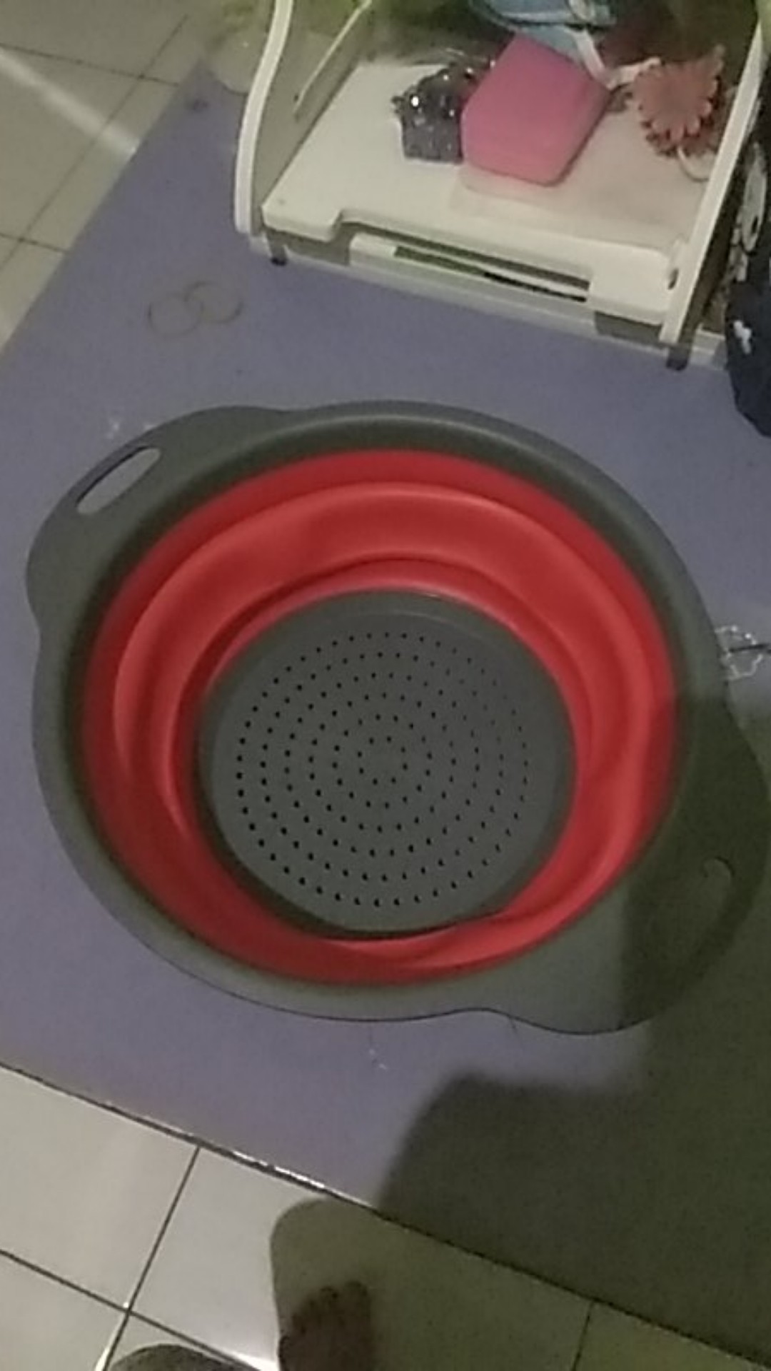 Hdp25 Baskom Lipat Tempat Cuci & Peniris Beras, Buah Dan Sayuran Foldable Elastis Minimalis