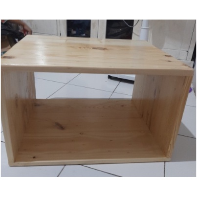 RAK DINDING GANTUNG KOTAK MINIMALIS KAYU PINUS 30x30x15