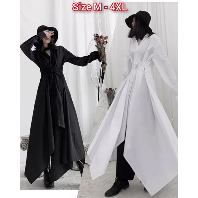 long dress model korea tangan panjang wanita jumbo big size premium - long dress model kemeja fashio