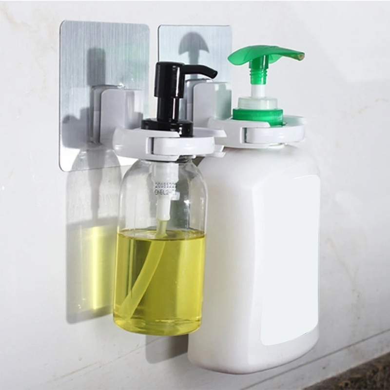 Rak Gantung Dinding Holder Botol Sampo / Hand Sanitizer Dengan Perekat Untuk Dapur / Kamar Mandi