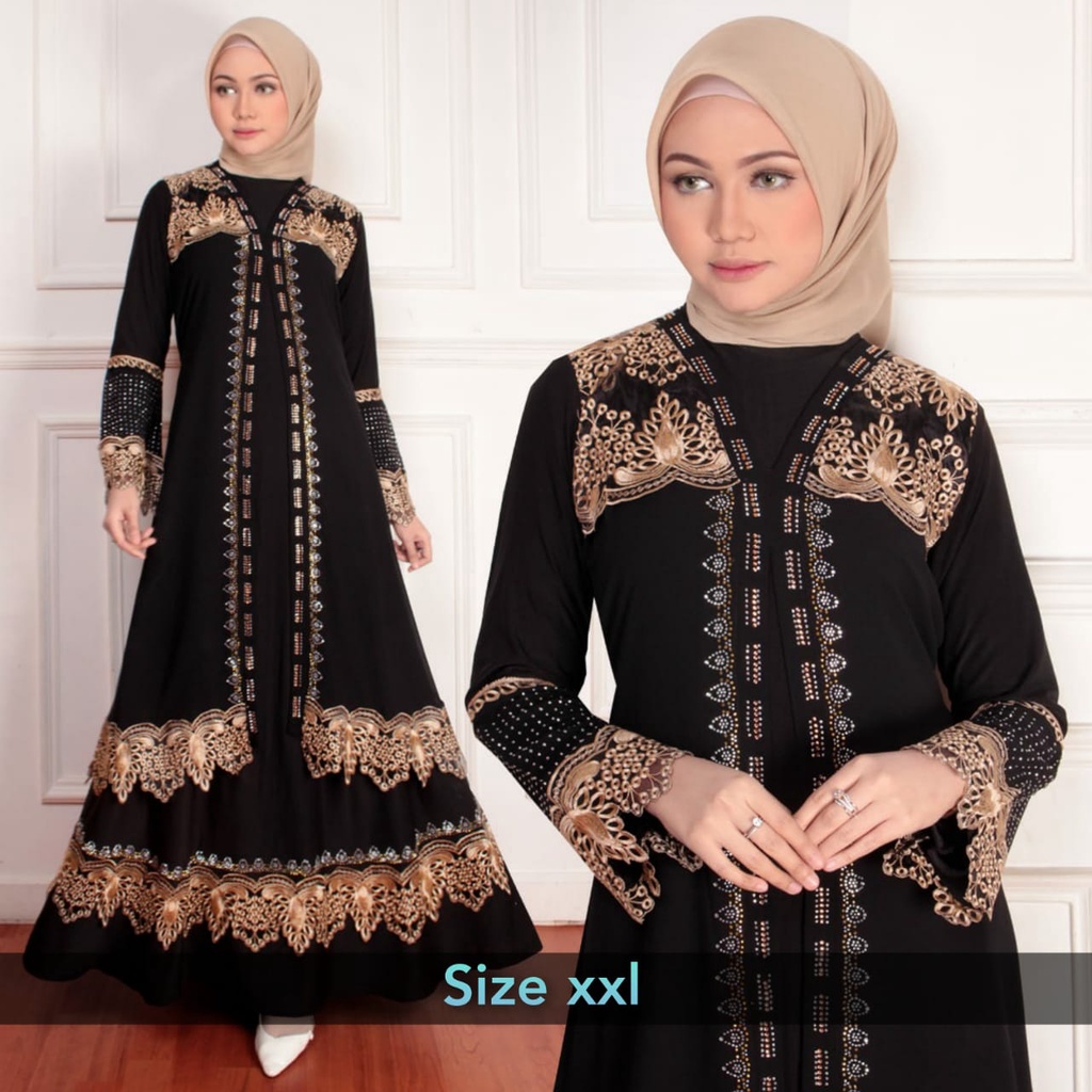 ABAYA DUBAI MUTIARA turki arabian model jersey mix ceruty bordir import size premium