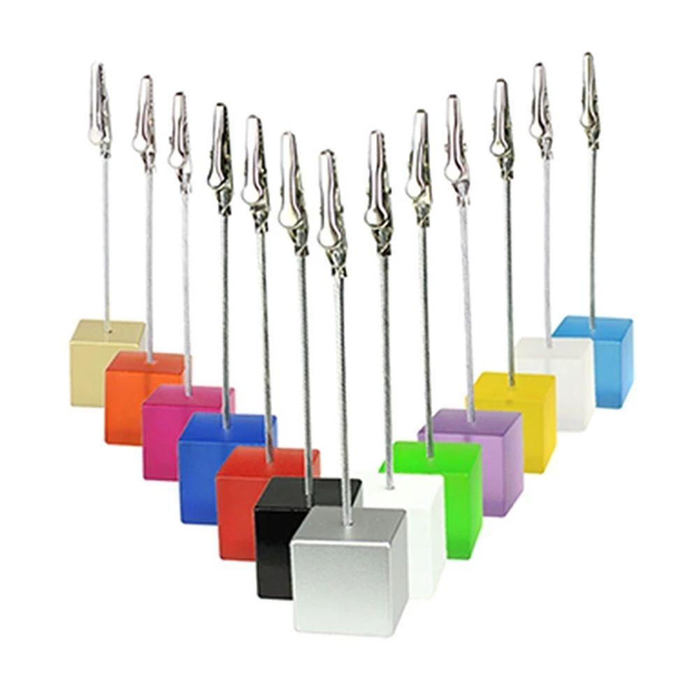 Lanfy Memo Card Holder Kubus Warna Kreatif Memo Stand Memo Card Standing Pesta Pernikahan Resepsi Klip Note Clamp