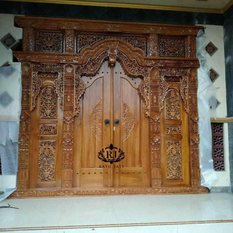 TERLARIS PINTU GEBYOK KUSEN JENDELA UKIR JATI ASLI JEPARA KUALITAS PREMIUM 3 METER
