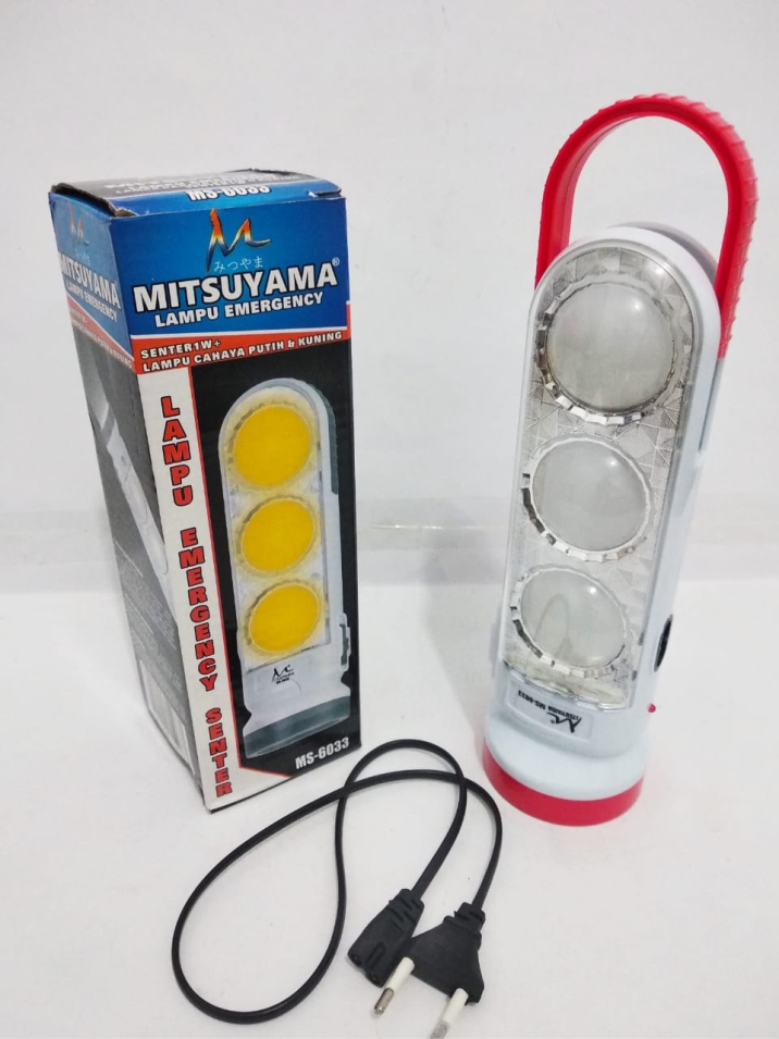 Lampu Rechargeble LED Surya MS 6033 Di Lengkapi Senter LED Super Terang - Cahaya Putih &amp; Kuning