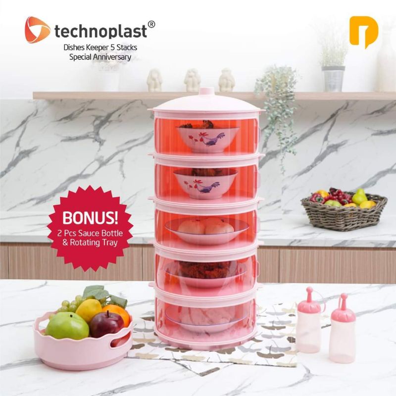 Tudung Saji Technoplast 5 susun Pink