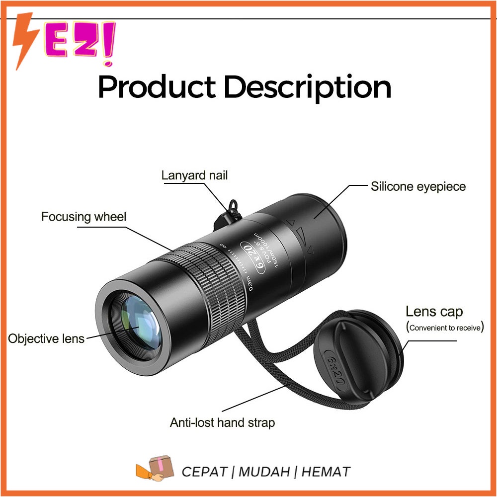 EZ88 - APEXEL Lensa Telephoto 6X20M Close Range Monocular untuk Smarpthone