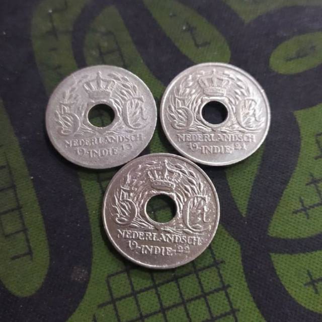 A1354 Set tahun 5 Cent 3 Keping 1913 1921 1922 Koin kuno indonesia Jaman Belanda Lihat Diskripsi