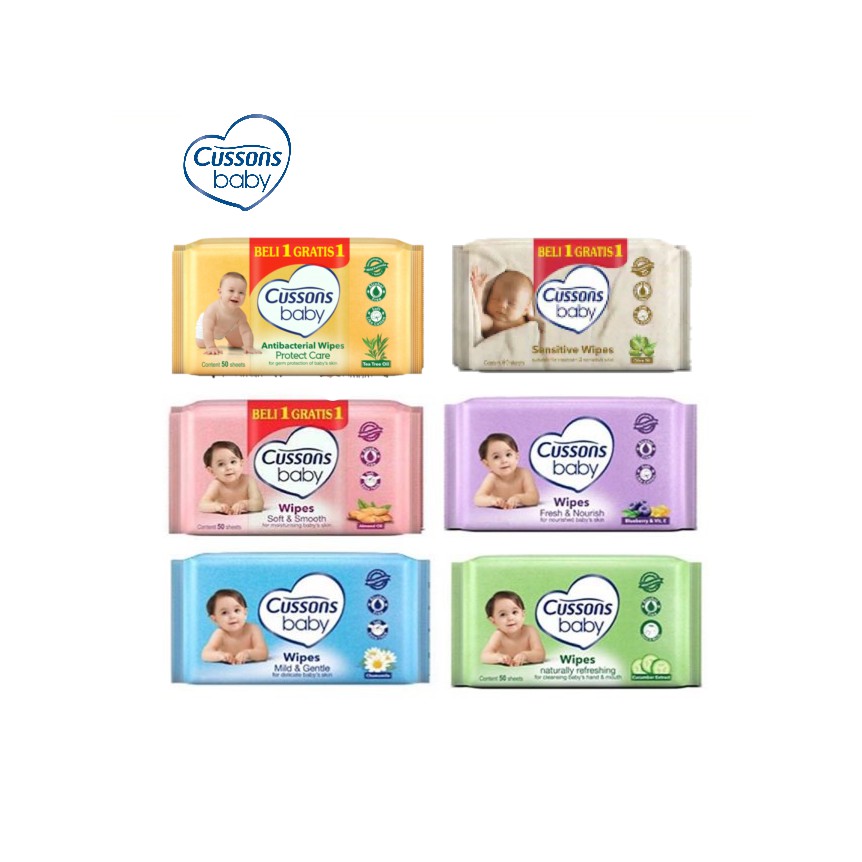 Tisu Basah Cussons Baby Wipes 50'S Sheets / Beli 1 Gratis 1 / Promo Tissue Bayi Cusson