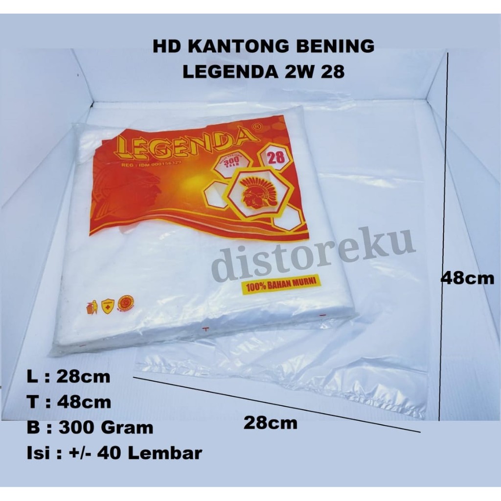 uk 28 kantong Plastik Kresek HD Bening LEGENDA 2W 300Gram BESAR