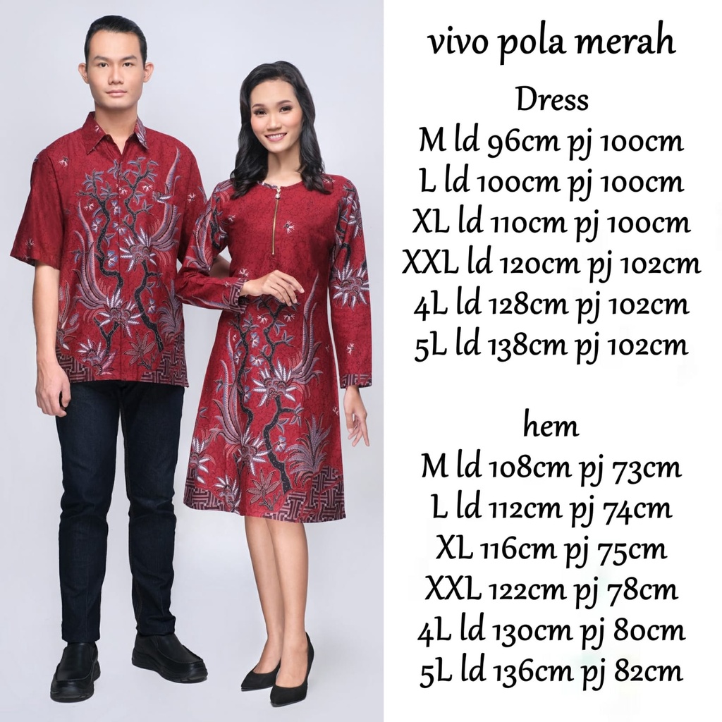 VIVO MERAH BATIK COUPLE KELUARGA PASANGAN MODERN JUMBO PREMIUM SARIMBIT AYAH IBU ANAK DRESS TUNIK