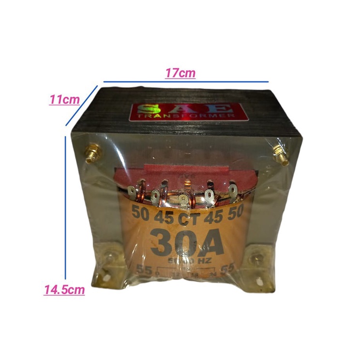 TRAFO TRANSFORMER SAE 30A CT 55 30 AMPERE 30AH 55V CT 55 VOLT