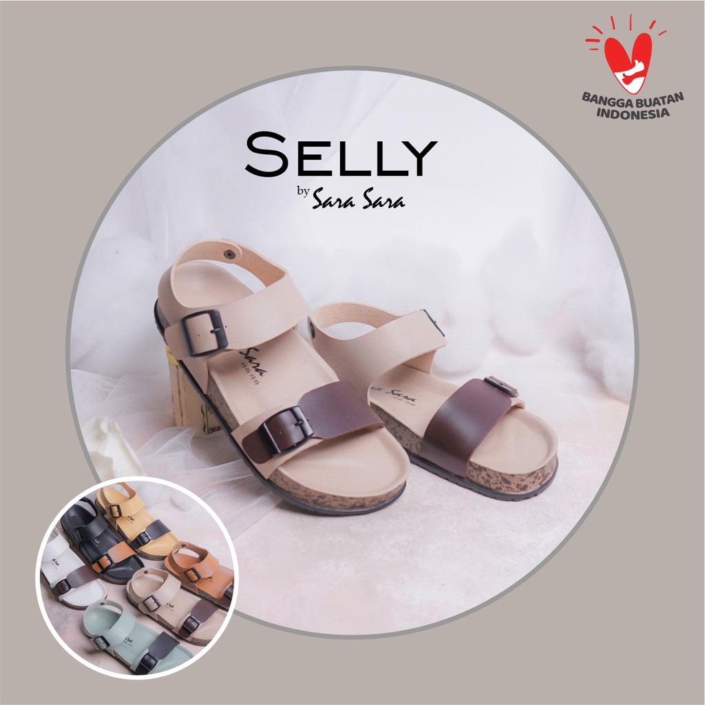 Sara Sara SELLY Sandal wanita casual sandal slop wanita puyuh kekinian model birken terbaru