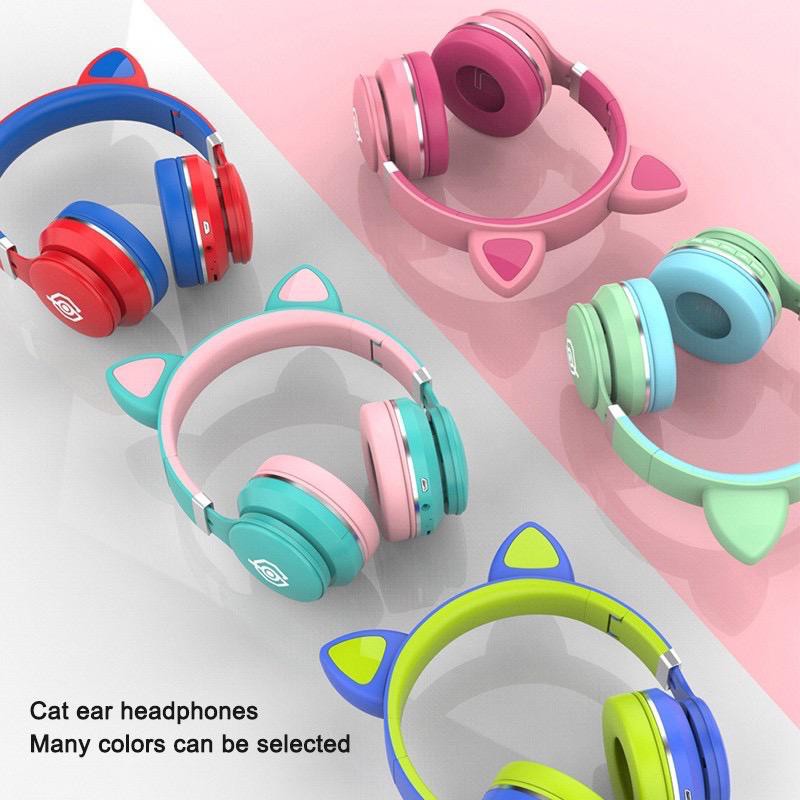 Bando Bluetooth Headphone Cat LED 031 LUMINOUS / Wireless Bando Kucing Macaron