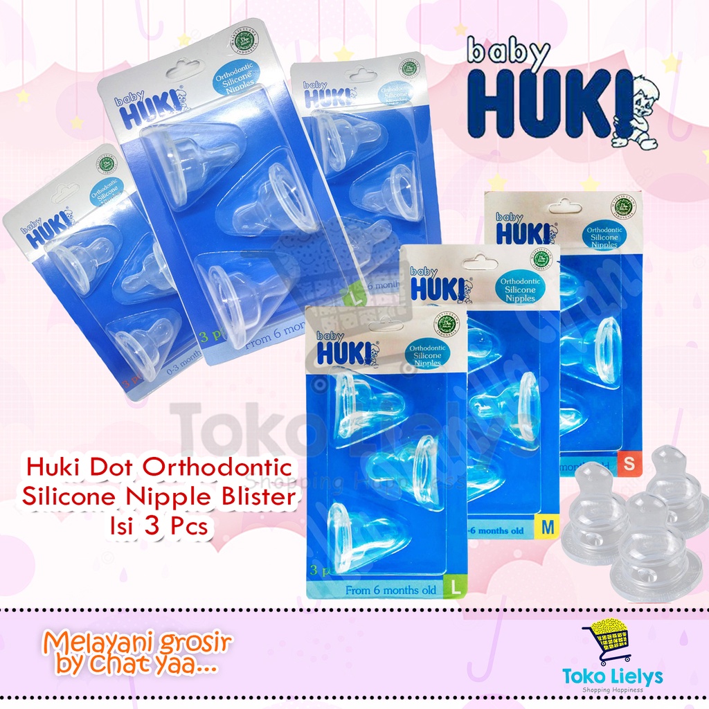 Huki Dot Orthodontic Silicone Nipple Blister Isi 3 Pcs Dot Huki Bayi  Huki Dot Bayi