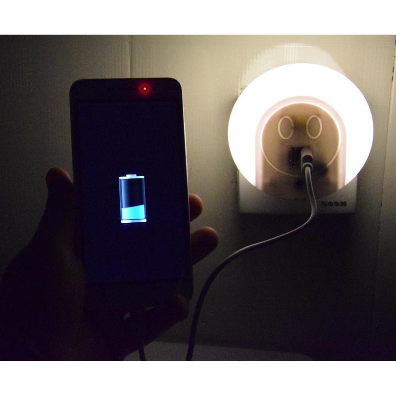 Jual Lampu Tidur LED Sensor Cahaya dengan 2 Port USB