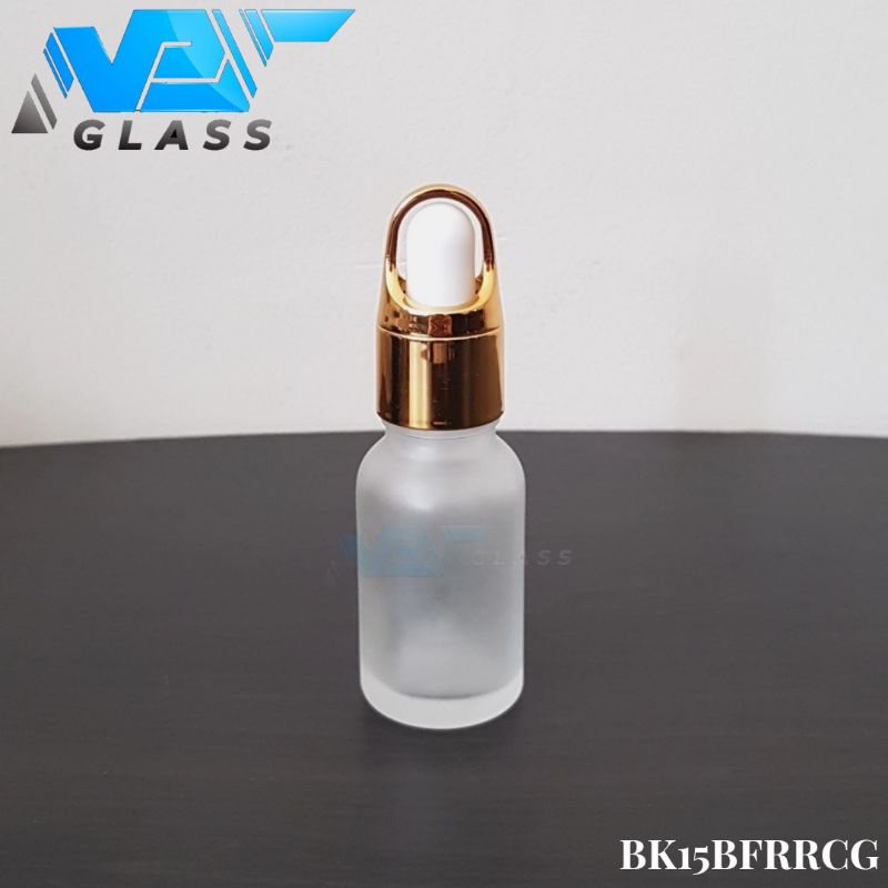 botol kaca pipet 10ml bening frostes doff ring gold