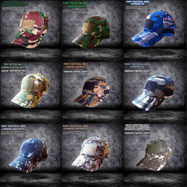 topi army bdu tactical - topi loreng outdoor - tni ad - tni au - tni al - kostrad - nkri - pp - camo