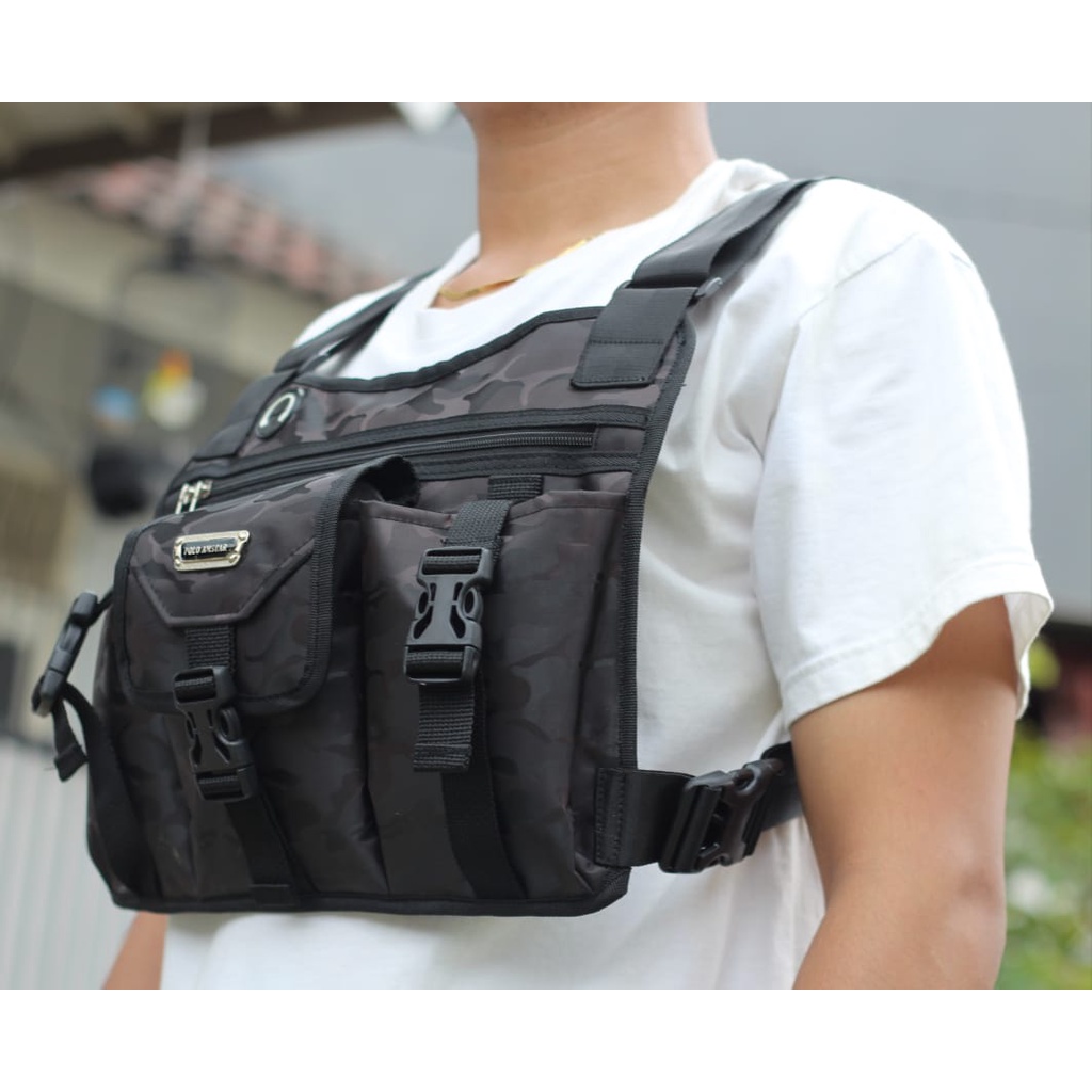 Tas Dada Kulit PU Leather &amp; Nilon Army Tactical Original Polo Amstar Best Quality Polo Amstar Chest Bag Chest Rig Bag Tas Rompi Tas Selempang Dada