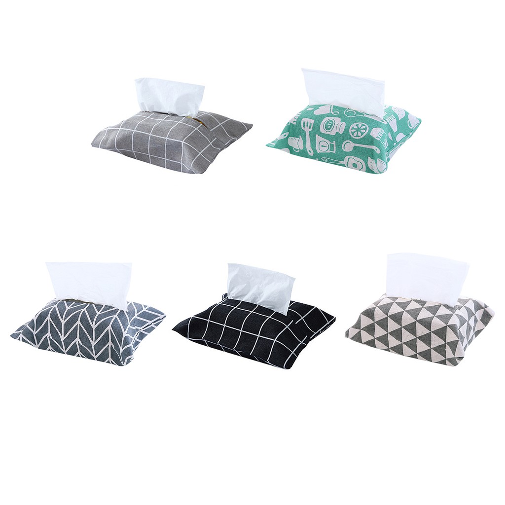 HOVELSHOP Kotak Tempat Tissue Bahan Kain Kanvas Motif Lucu Dompet Tempat Tissue Mobil Rumah