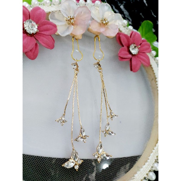 A52 anting hijab juntai kupu kupu swarovsi gold_anting jilbab_anting hijab