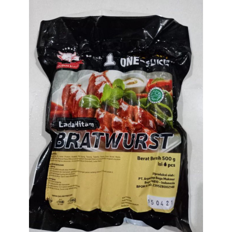 

Sosis sapi Bratwust One-Suke rasa lada hitam isi 10