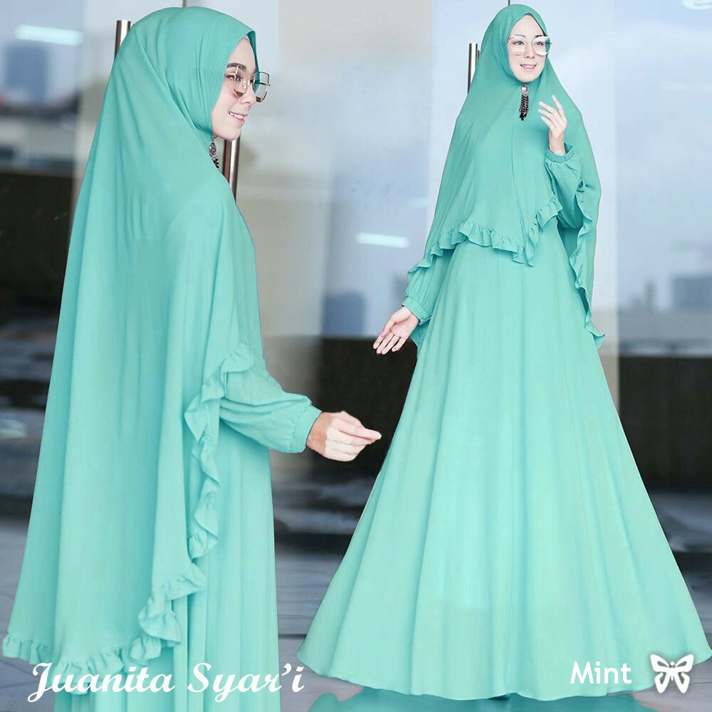 HOPYLOVY - Gamis Syari Jersey Juanita (Termasuk Bergo)