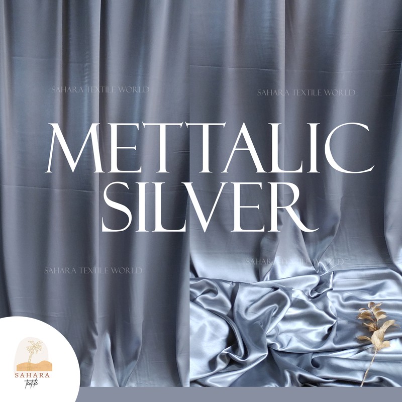 1 Meter Kain Satin Charmuse Warna Mettalic Silver Shopee Indonesia