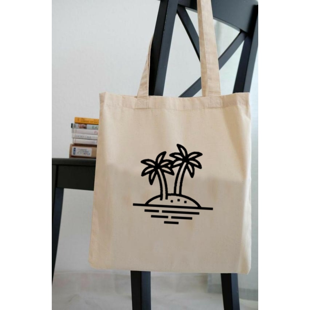 Tote Bag PANTAI Tote Bag Canvas / Tas Nudie Canvas / Tote Bag Kanvas PEREKAT VELCRO tas kain kanvas 