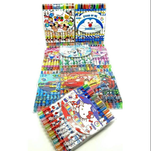 

CRAYON PUTAR MEWARNAI 12 WARNA PANJANG karakter KARTUN LOL PONY KITTY UNICORN PRINCESS AVENGERS