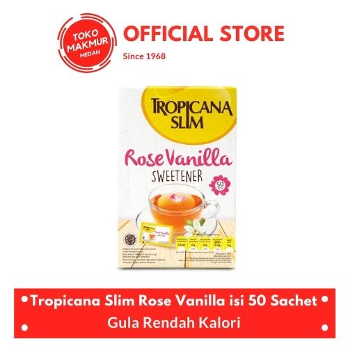 

TROPICANA SLIM SWEETENER ROSE VANILLA ISI 50 SACHET - GULA
