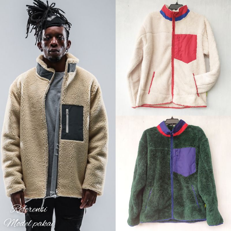 Monopoly zip pocket fuzzy man jacket