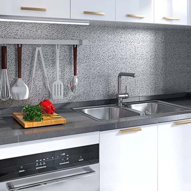 Retaily - HL0208 Wallpaper Aluminium Foil Anti Minyak Tahan Api Stiker Dinding Dapur