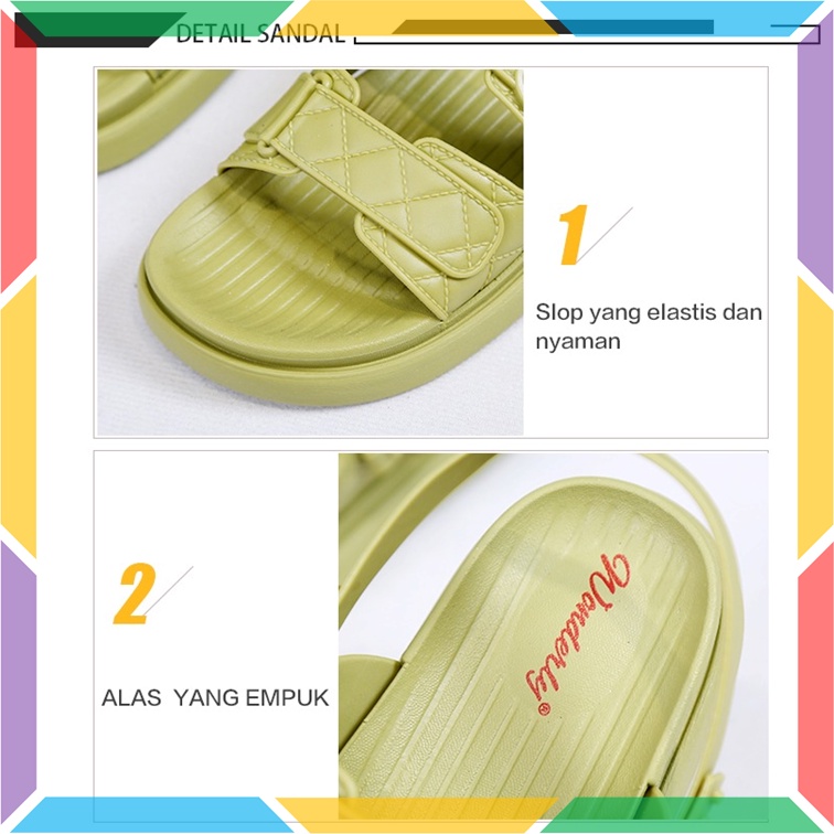 2000-1 Sandal Selop Karet Wanita Ban 2 Wonderly Sendal Slop Cewek Strap 2in1 Import Tawana