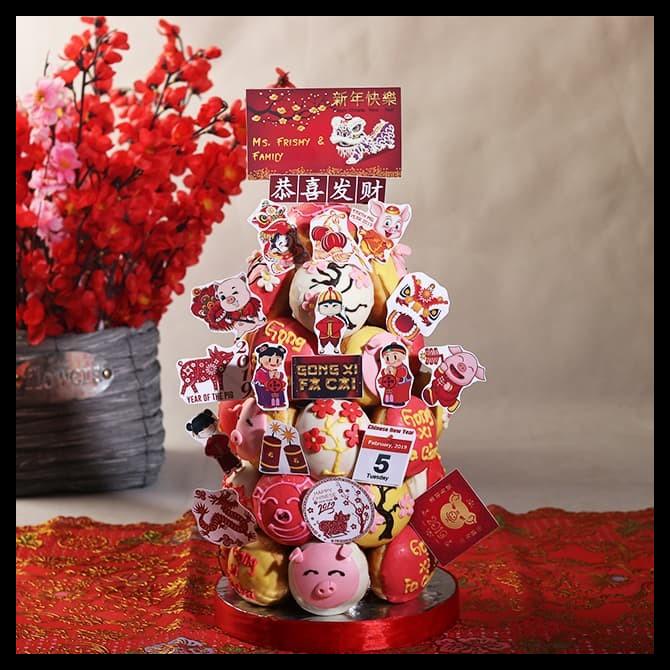 

TERBARUU!! Donat Tower tema Imlek / Chinese New Year / isi 30 pcs SALE