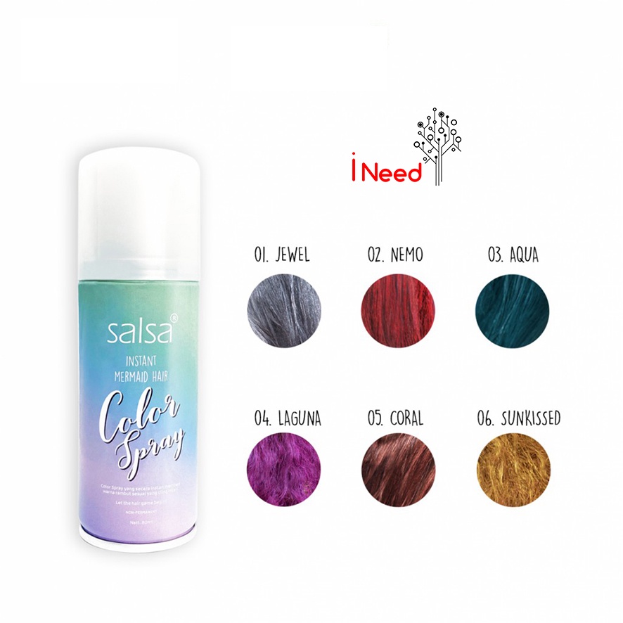 (INEED) SALSA Instant Mermaid Hair Color Spray 80ml - Cat Rambut Spray | Pewarna Rambut