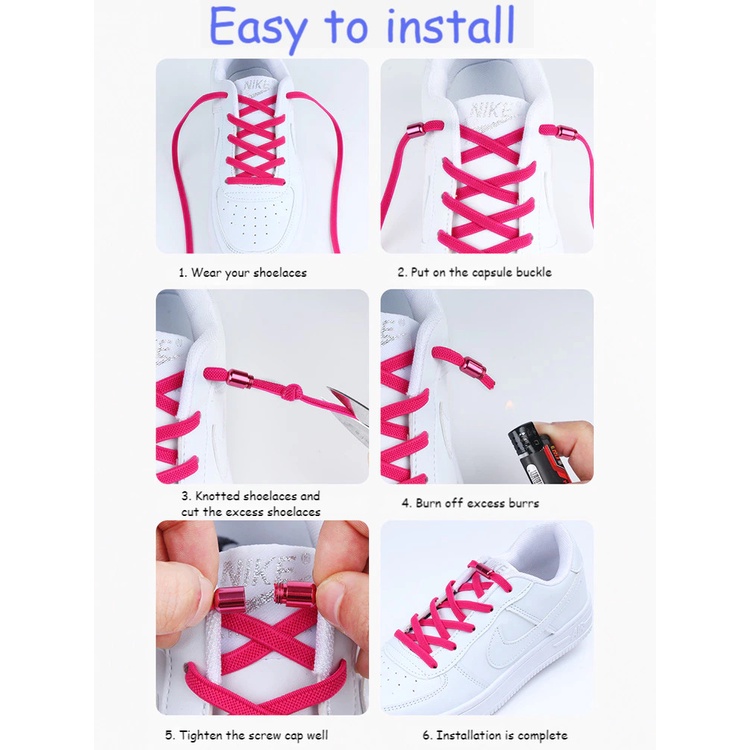 Tali Sepatu Elastis Slip On Lock Tanpa Ikat Sepatu Sneakers Fashion OK
