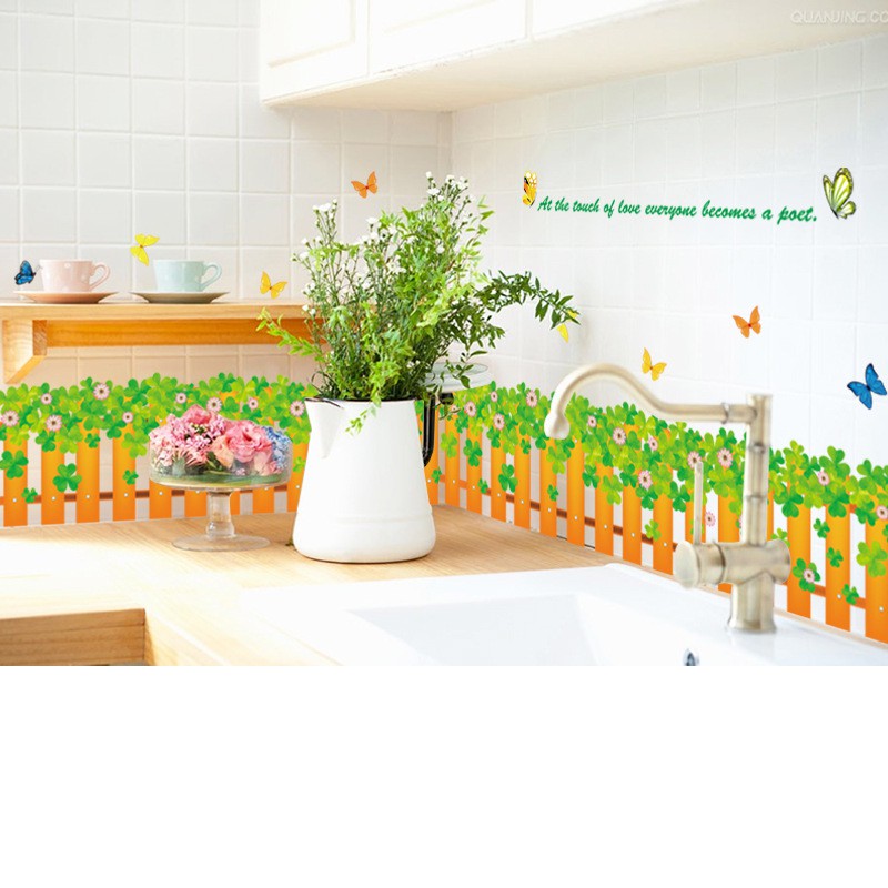 RELIZA WALL STICKER PAGAR RUMPUT HIJAU GREEN GRASS GARDEN STIKER DINDING SK7018