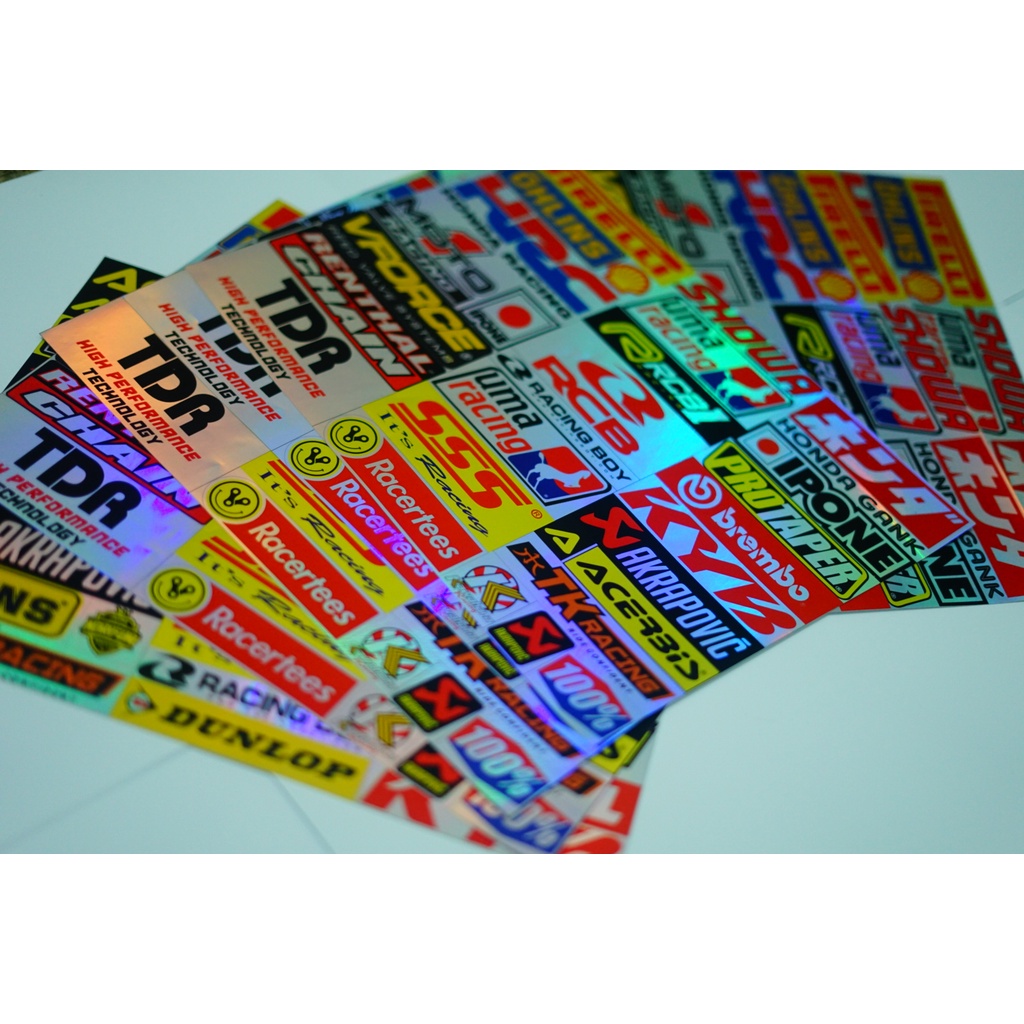 Stiker Motor Hologram Stiker Racing Hologram 1 Pack Isi 26 Sticker Motor Hologram - Stiker Sponsor Stiker Helm Sticker Racing Stiker Motor Keren Hologram